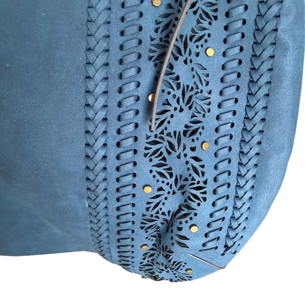 Elle Jae Gypset Palomina Crossbody Hobo Shoulder Bag Blue Gypsy Hippie Braided - Picture 3 of 9